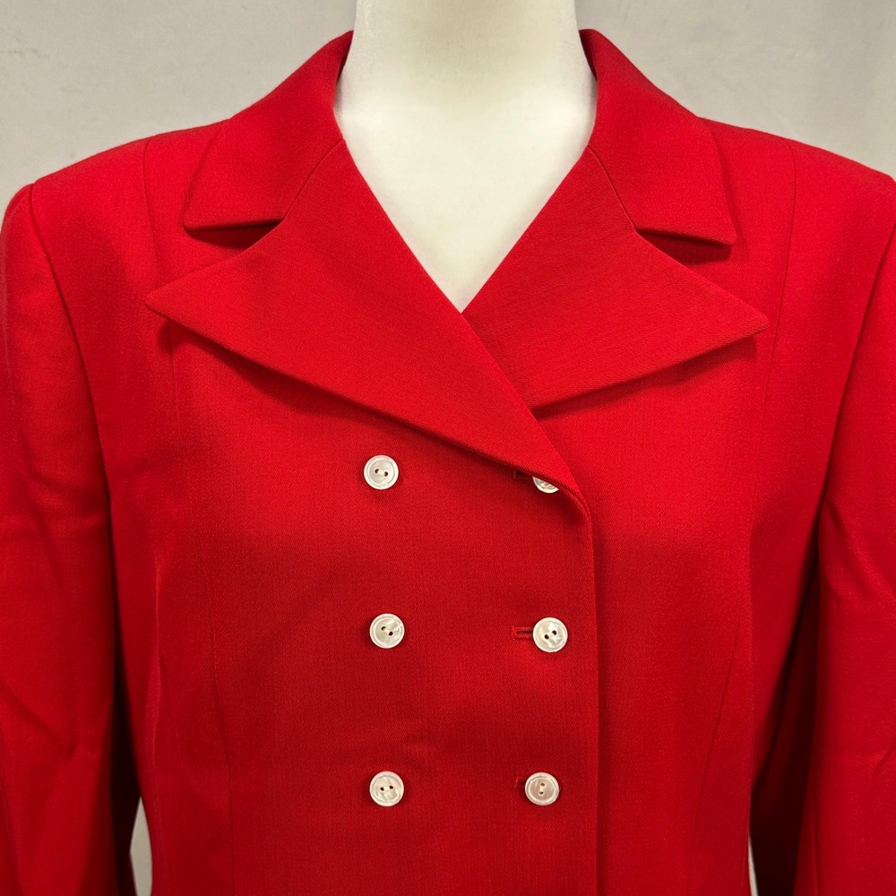 Vintage CarlisleRed 100% Wool Double Breasted Blazer Jacket Womens Size 12